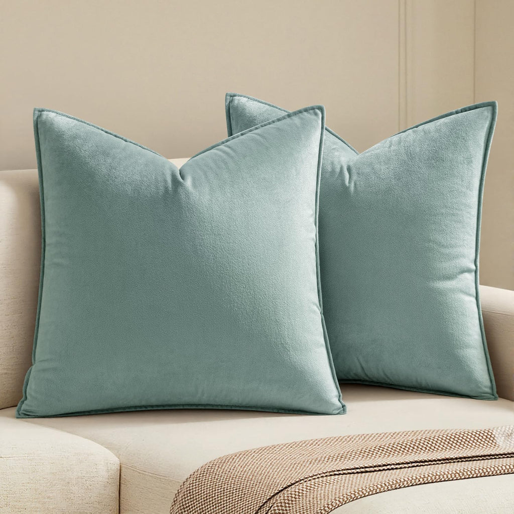MIULEE Decorative Brown Velvet Throw Pillow Covers for Couch 22x22 Inch
