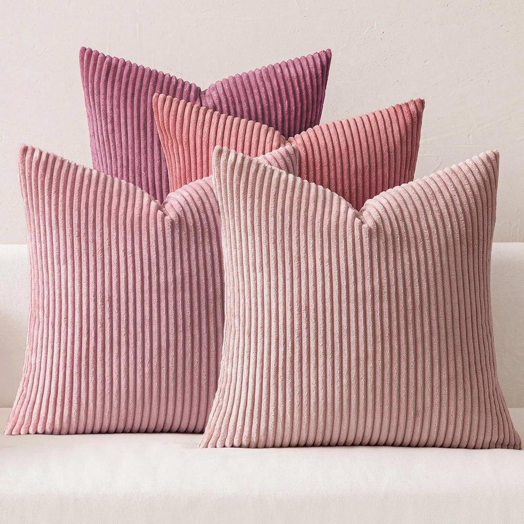 MIULEE Soft Corduroy Decorative Throw Pillow Covers Orange Teal 18x18