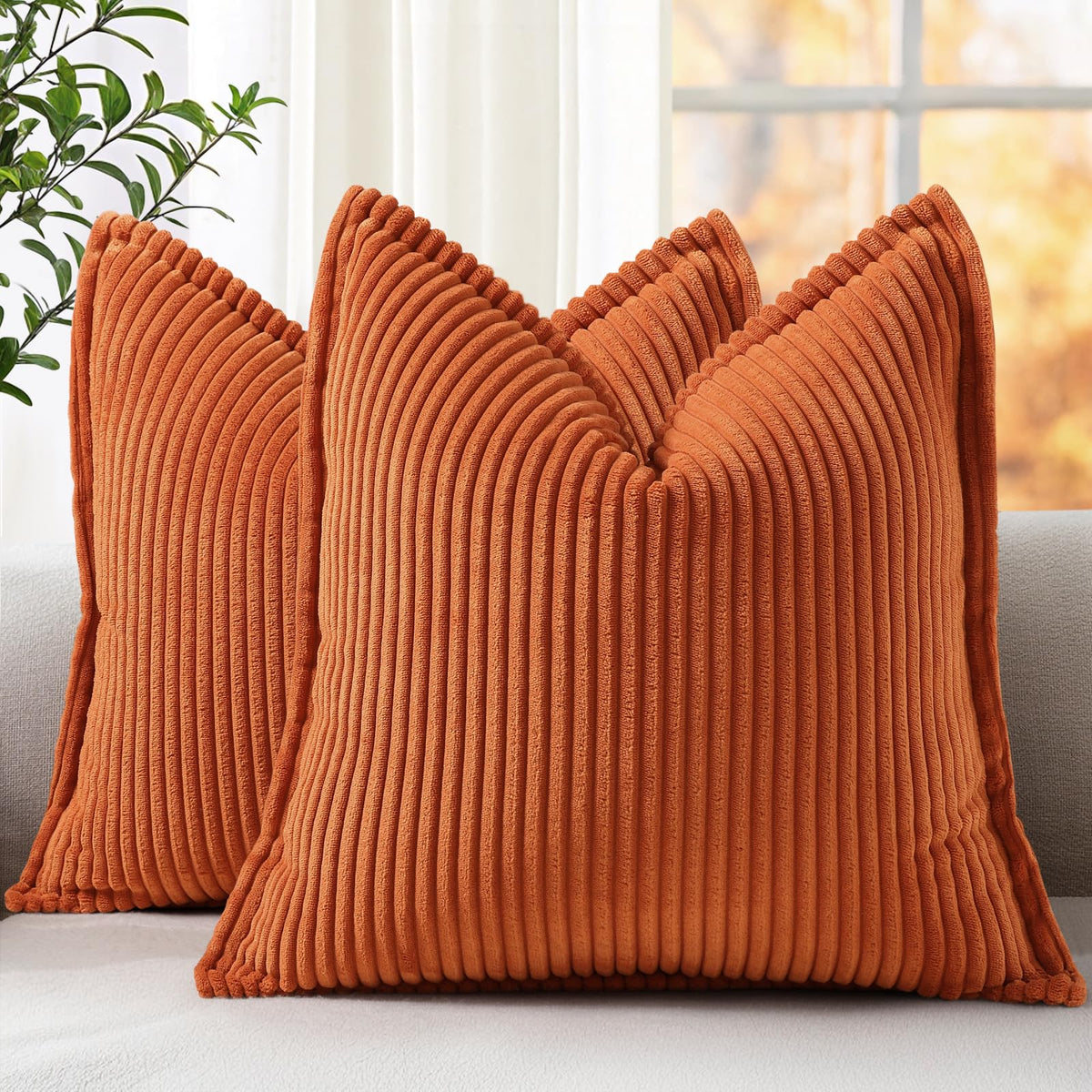 decorUhome Fall Corduroy Navy Blue Throw Pillow Covers 24x24 Set of 2