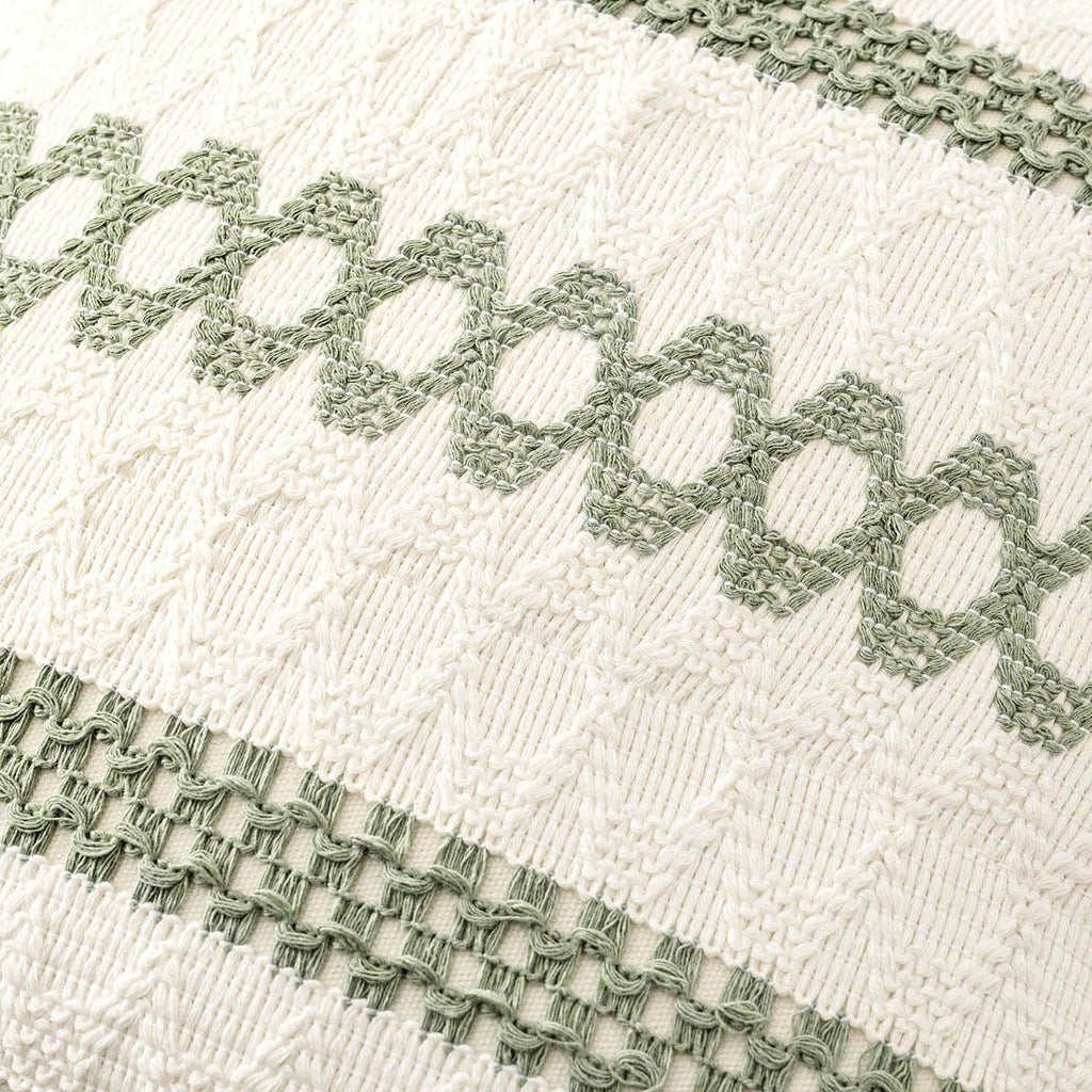 MIULEE Set of 2 Sage Green Boho Decorative Pillow Covers 18x18 Inch