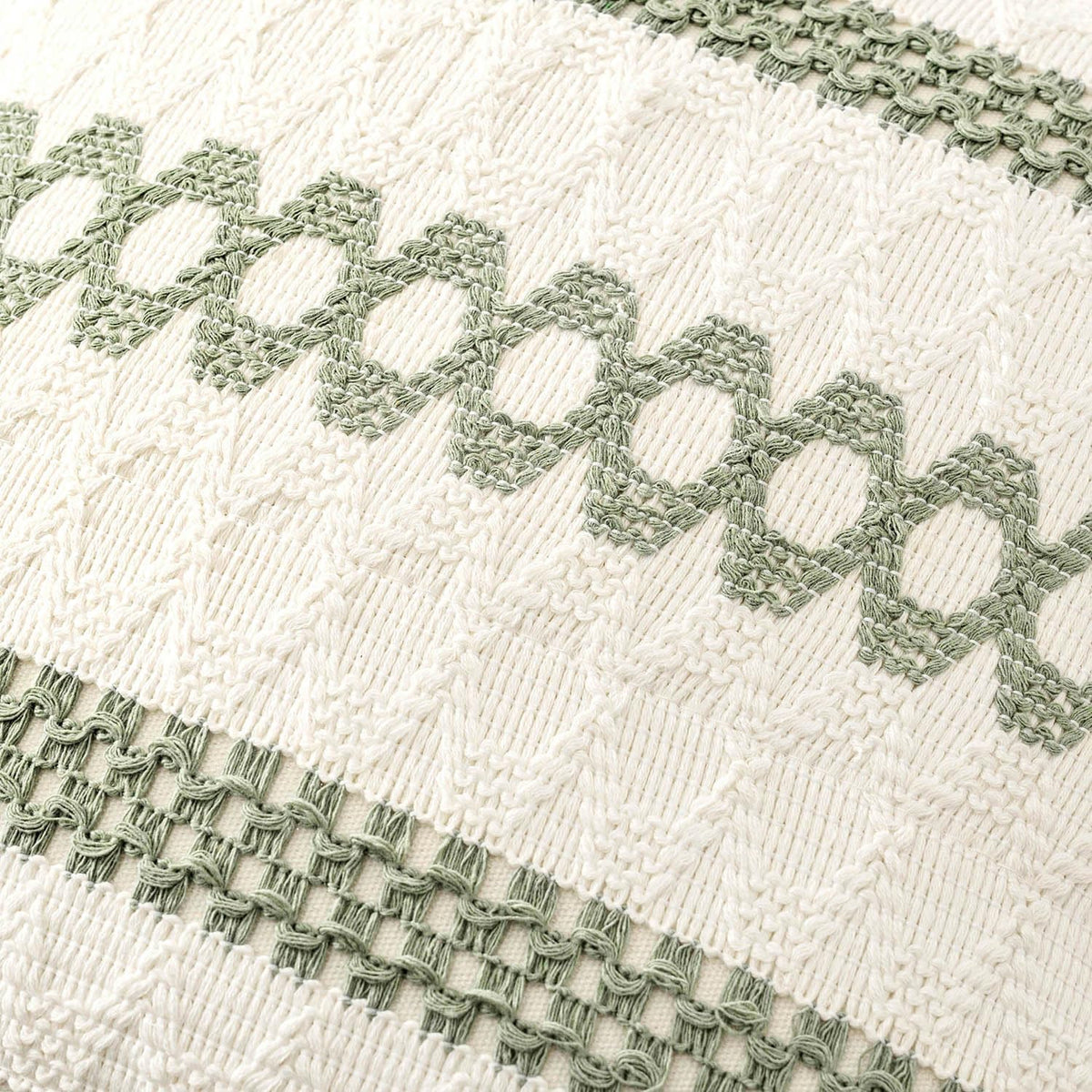 MIULEE Set of 2 Sage Green Boho Decorative Pillow Covers 18x18 Inch