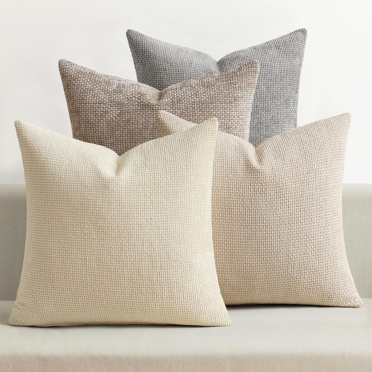 MIULEE Soft Decorative Chenille Pillow Covers Blue Series 18x18 Pack of 4