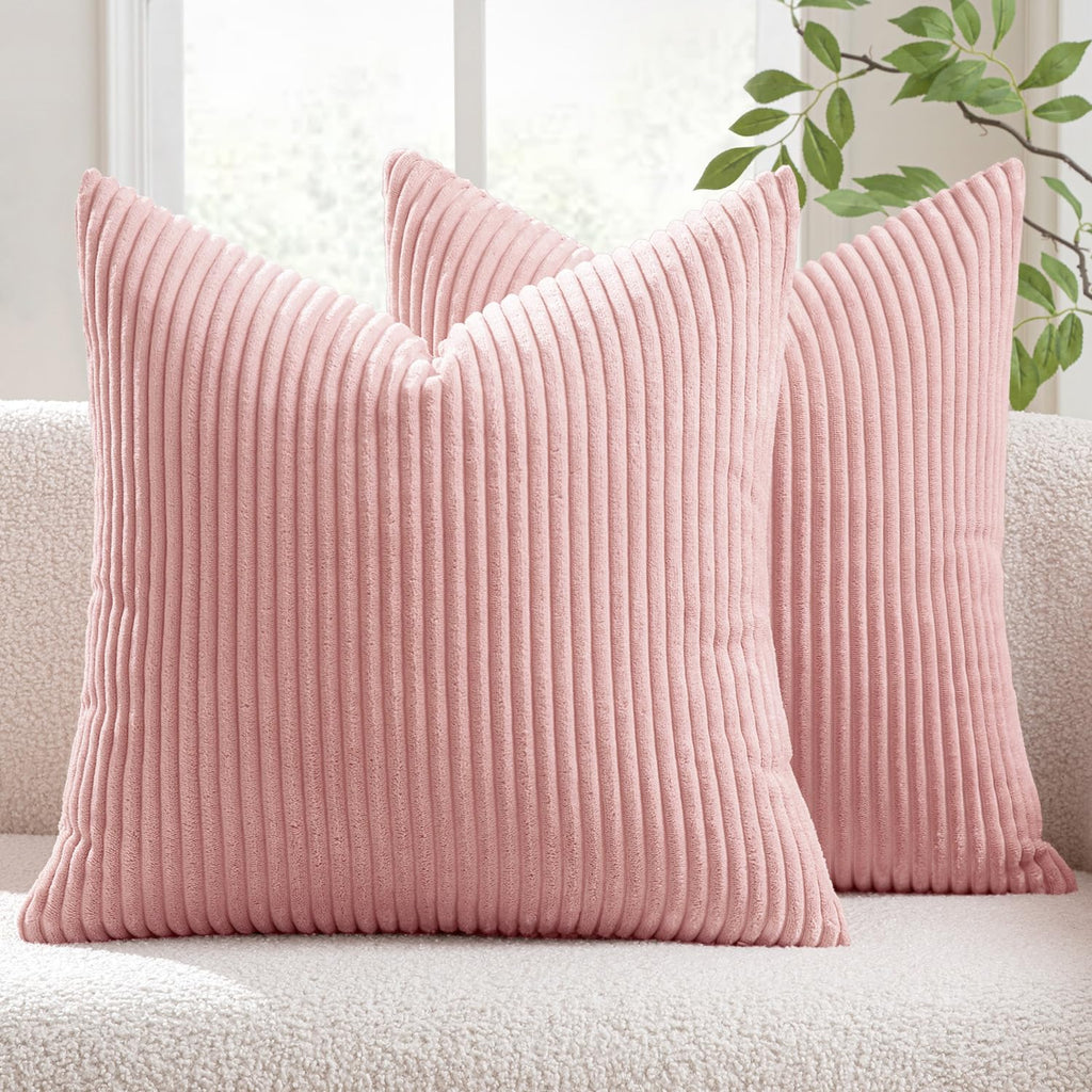 MIULEE Fall Decorative Corduroy Throw Pillow Covers Set of 2 20x20 Orange