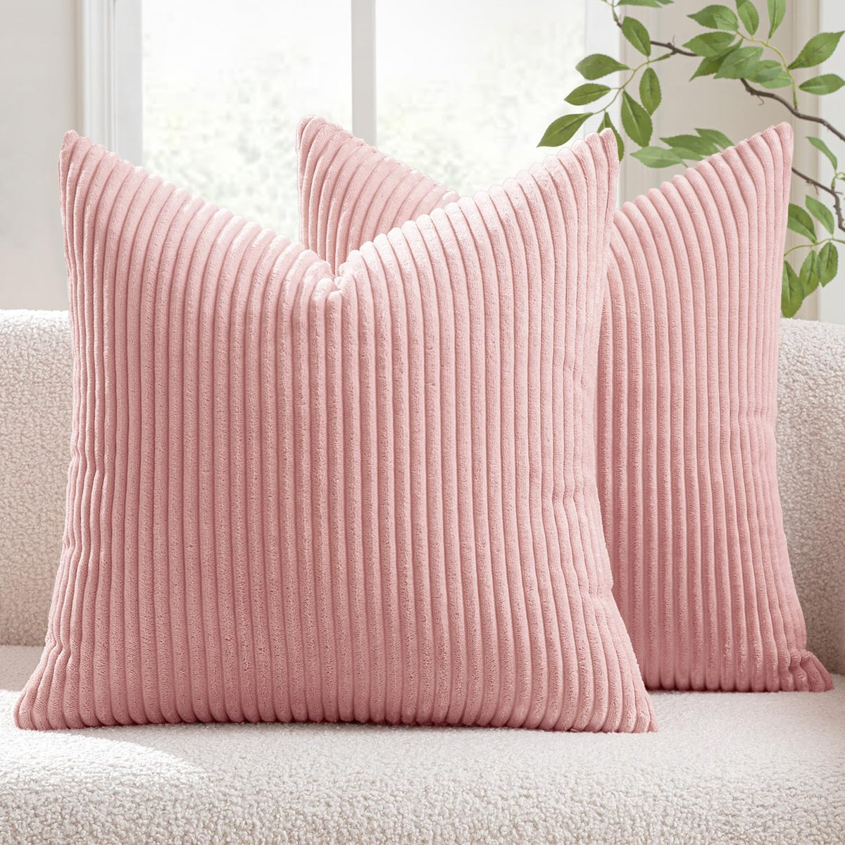 MIULEE Fall Decorative Corduroy Throw Pillow Covers Set of 2 20x20 Orange