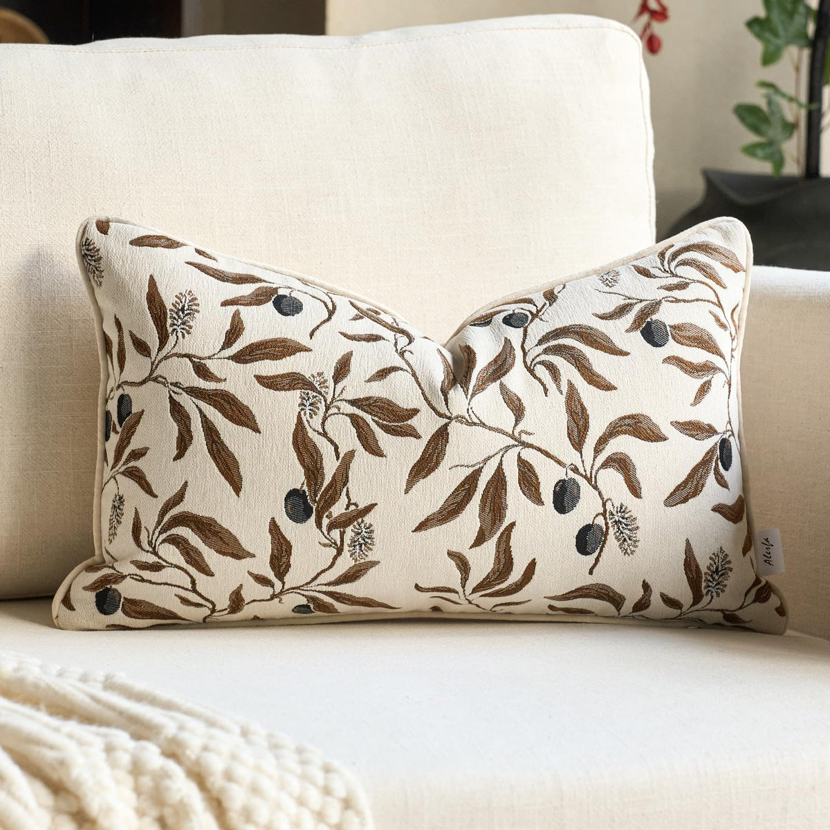 Alerfa Green Floral Throw Pillow Cover 12 x 20 Inch Rectange Luxury Decorative Lumbar Pillow Cover for Couch Living Room Bedroom