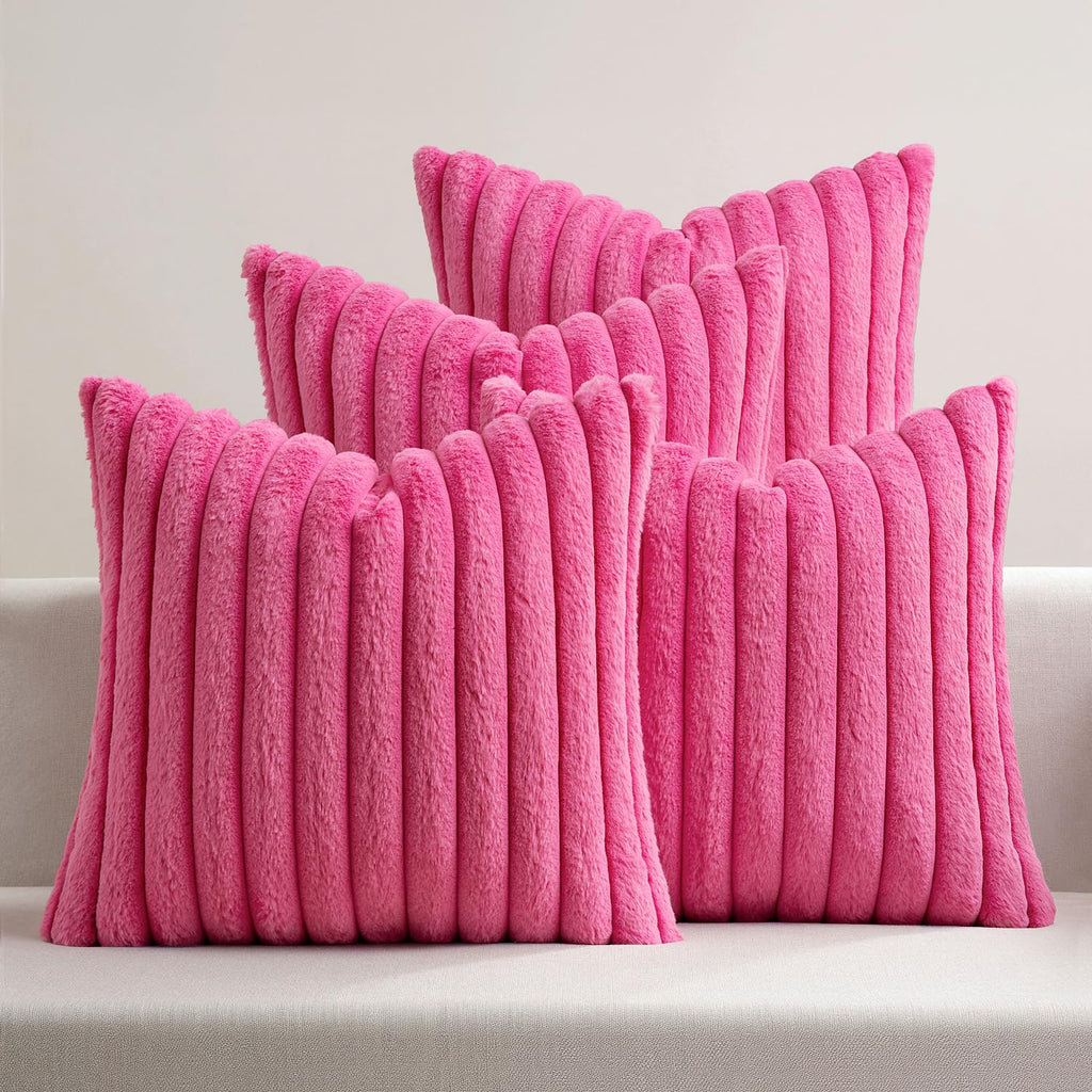 MIULEE Faux Fur Plush Decorative Throw Pillow Covers 18x18, Navy Blue