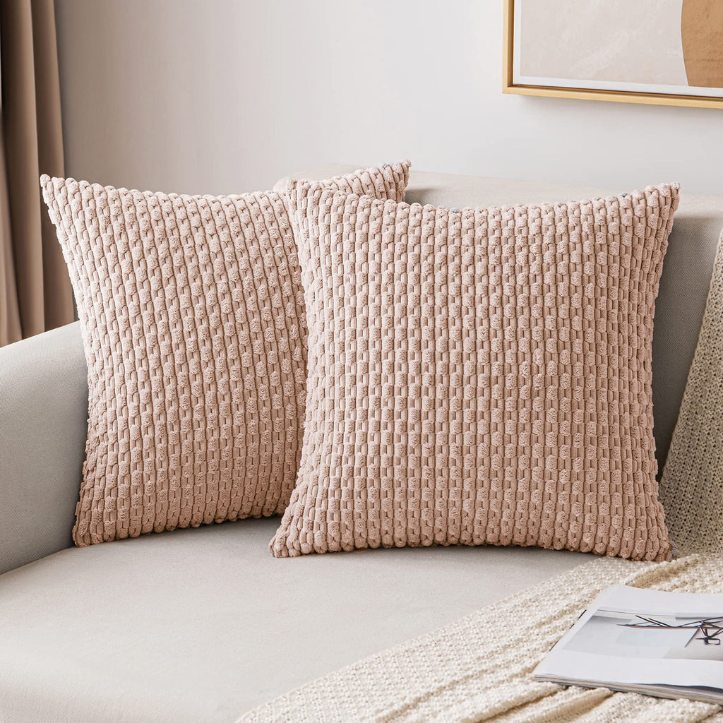 MIULEE Decorative Throw Pillow Covers 18x18 Sage Green Textured Corduroy