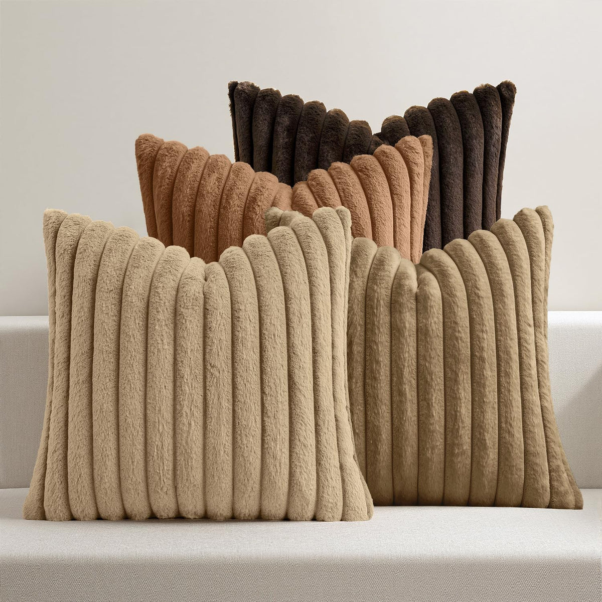 MIULEE Faux Fur Plush Decorative Throw Pillow Covers 18x18, Navy Blue