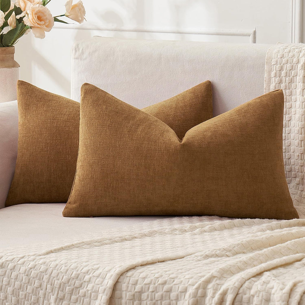 MIULEE Olive Green Chenille Couch Throw Pillow Covers, 18x18