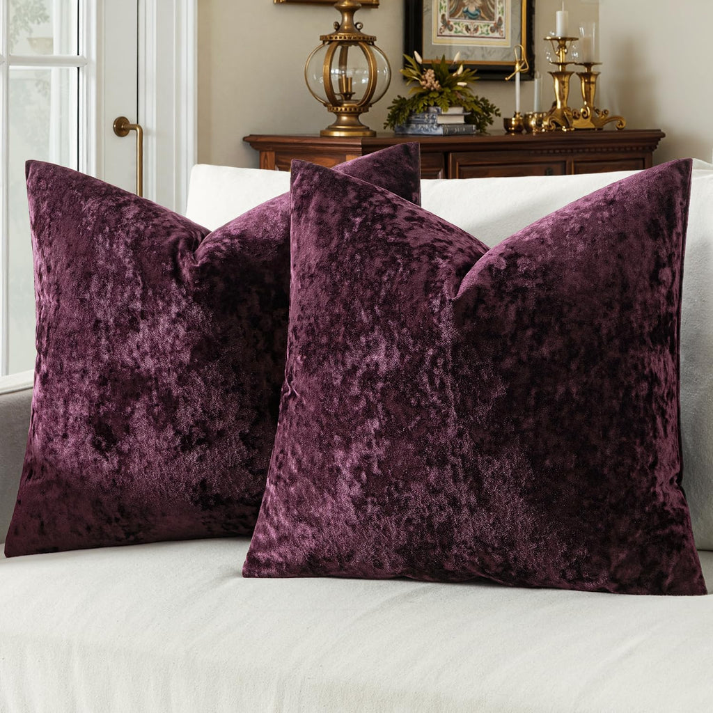 MIULEE Fall Velvet Throw Pillow Covers Burnt Orange 18x18 inch Set of 2