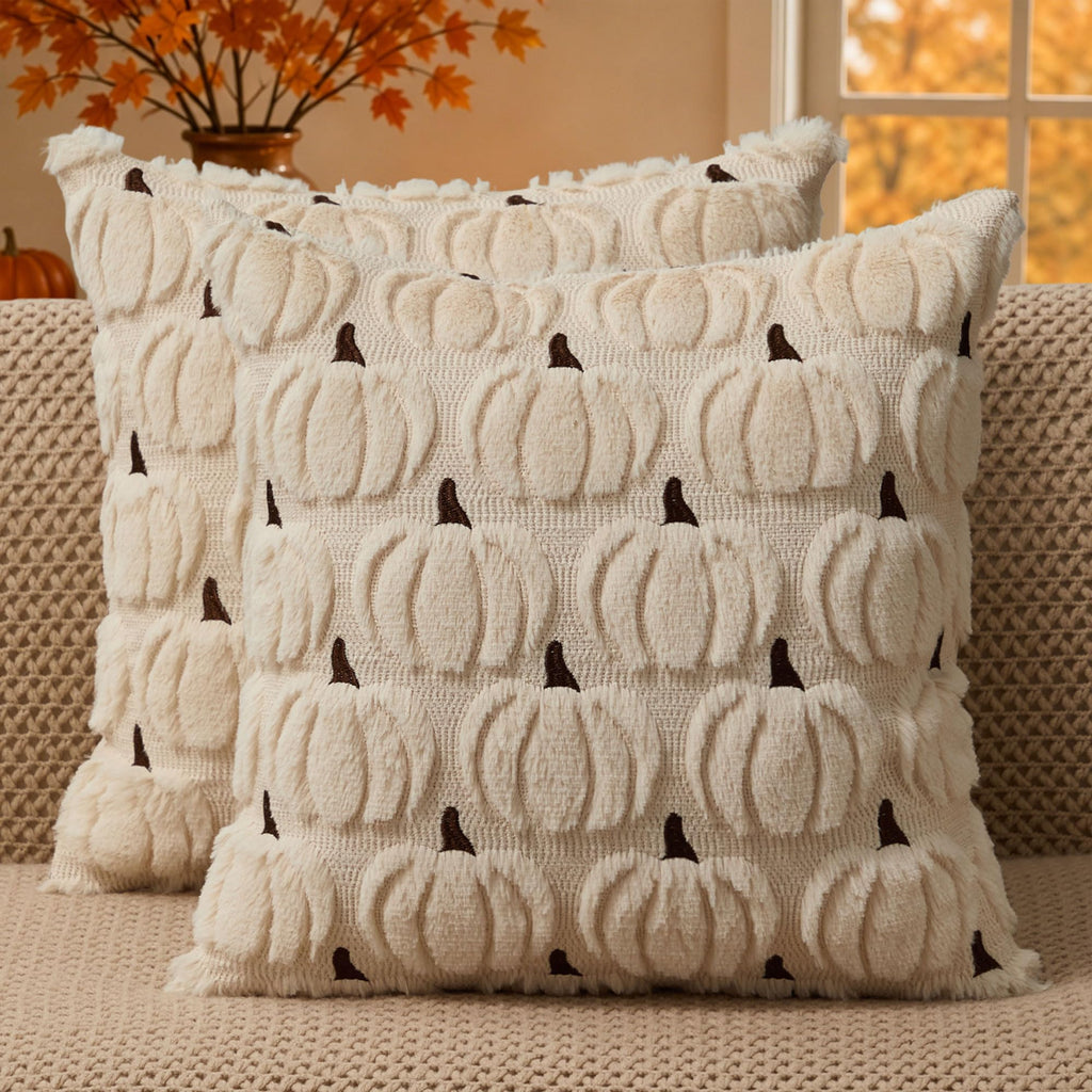 DFXSZ Fall Pillow Covers 18x18 2Pcs Rust Pumpkin Fall Decorations for Home