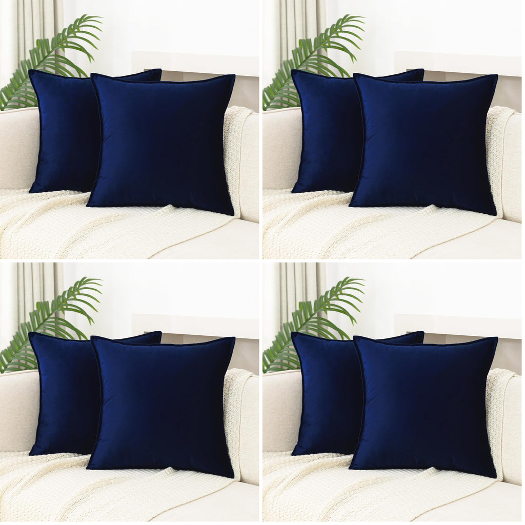 Velvet Navy Blue Throw Pillow Covers 18”x18”Pack of 2 Soft Decorative
