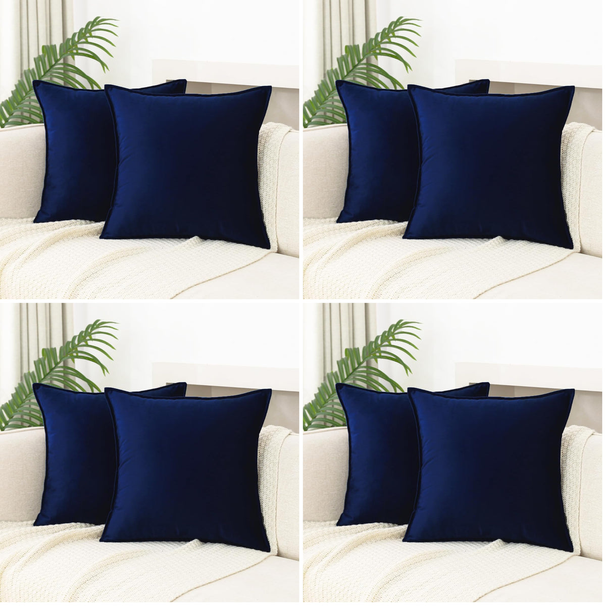Velvet Navy Blue Throw Pillow Covers 18”x18”Pack of 2 Soft Decorative