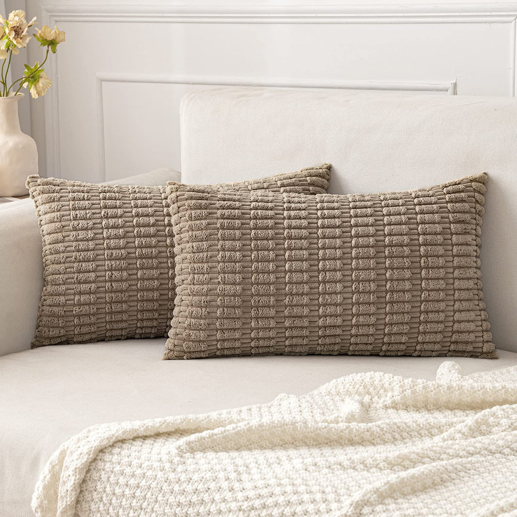 MIULEE Fall Corduroy Decorative Throw Pillow Covers 18x18 Rust Pack of 2