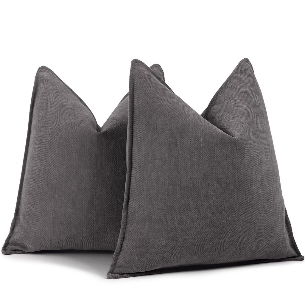 ZWJD Beige Pillow Covers 20x20 Set of 2 Chenille Throw Pillow Covers with Elegant Design Soft and Luxurious Decorative Throw Pillows for Couch, Bed, and Home Decor