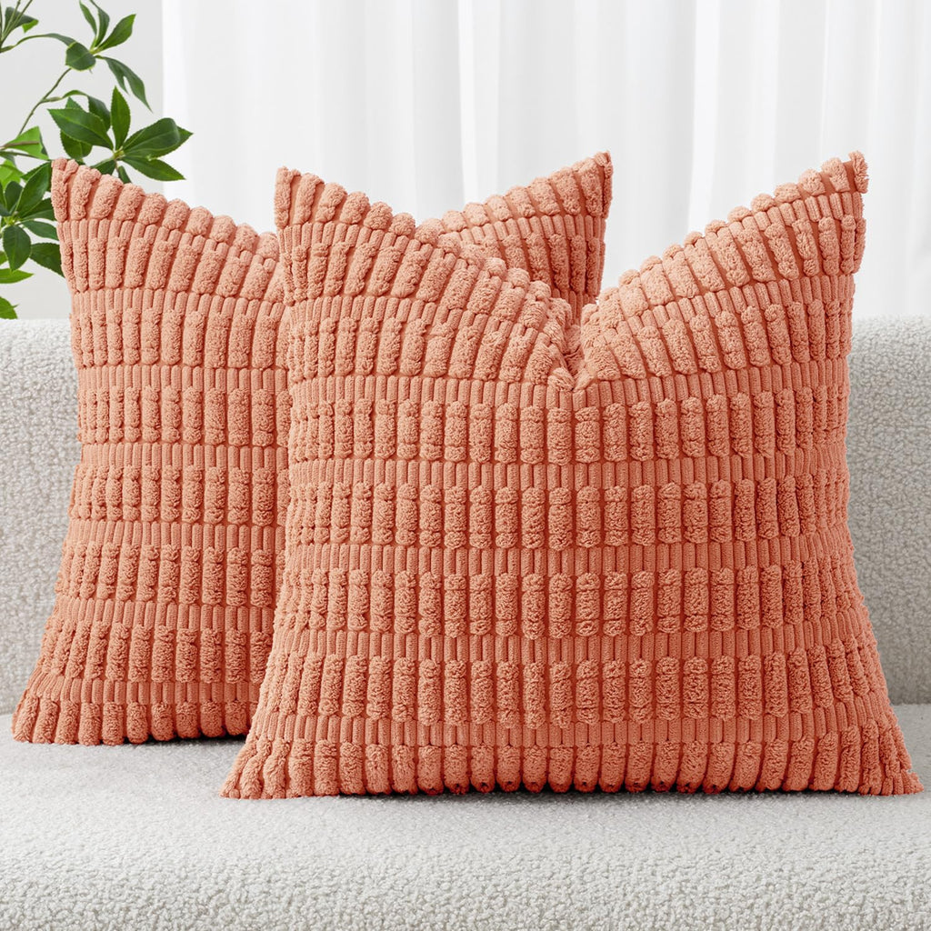 MIULEE Lumbar Corduroy Decorative Throw Pillow Covers 12x20 Cream White