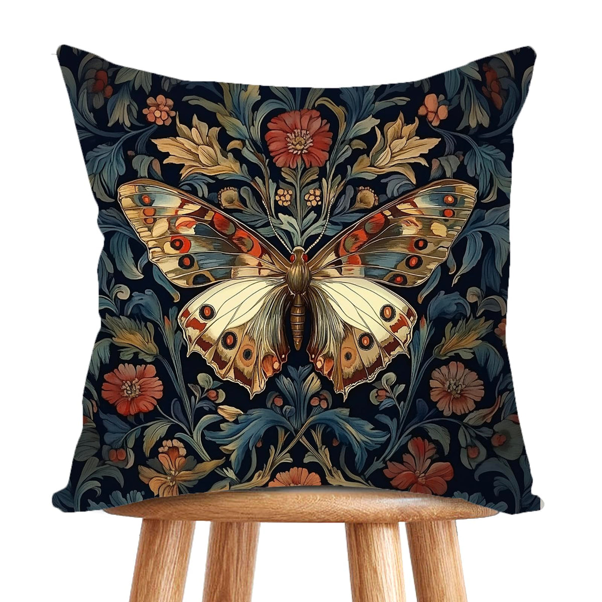 William Morris Abstract Vintage Print Floral Velvet Design Throw Pillow Covers Home Decor, Retro Art Decor Pillowcase Cushion Cover for Bed Sofa Living Room, Square 18x18inch (Black-Floral2)