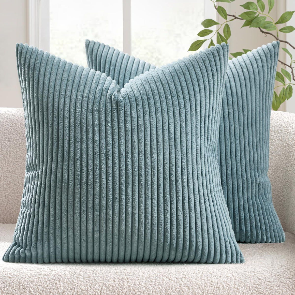 MIULEE Fall Decorative Corduroy Throw Pillow Covers Set of 2 20x20 Orange