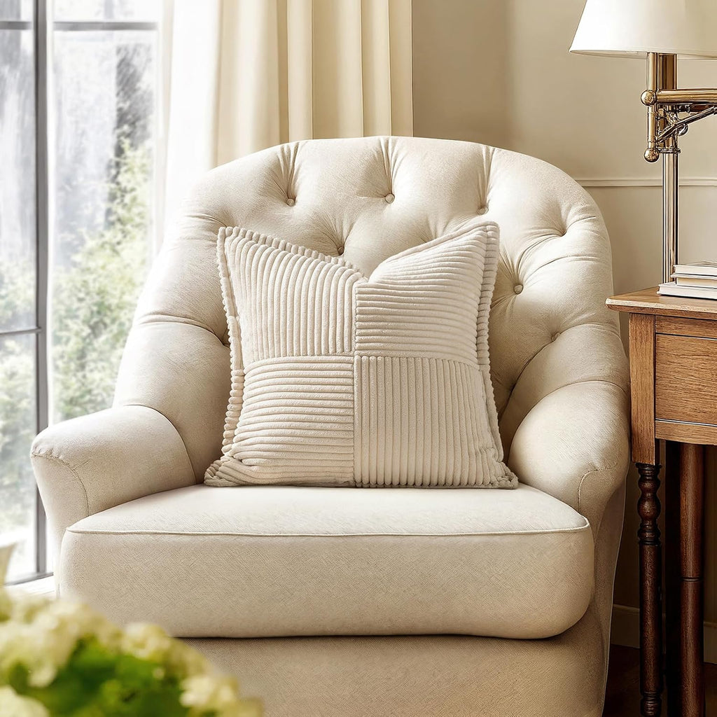MIULEE Decorative Throw Pillow Covers for Couch 18x18 Inch Beige 2 Pack
