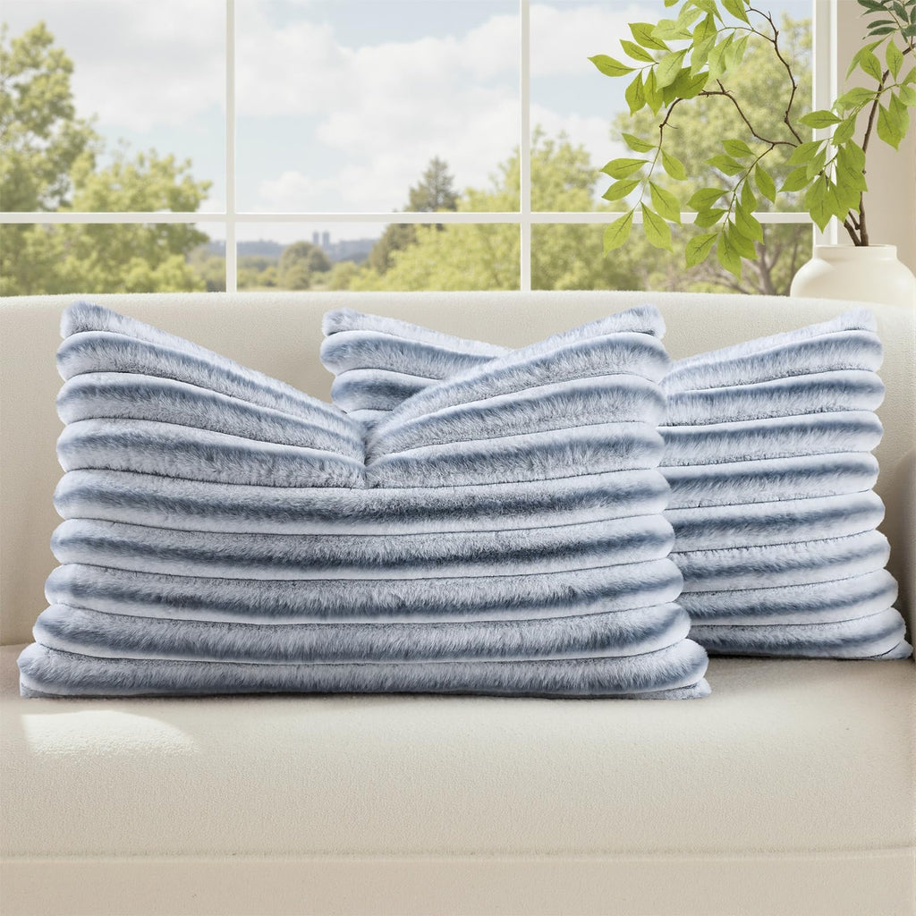 decorUhome Fall Faux Fur Throw Pillow Covers 18x18 Set of 2 Rust