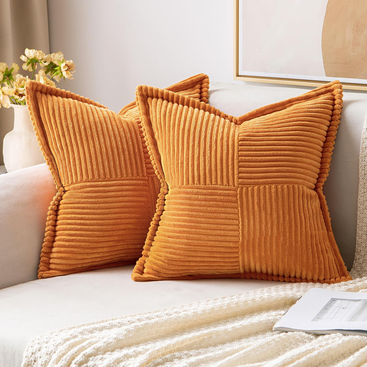 MIULEE Fall Rust Decorative Throw Pillow Covers for Couch 18x18 Inch