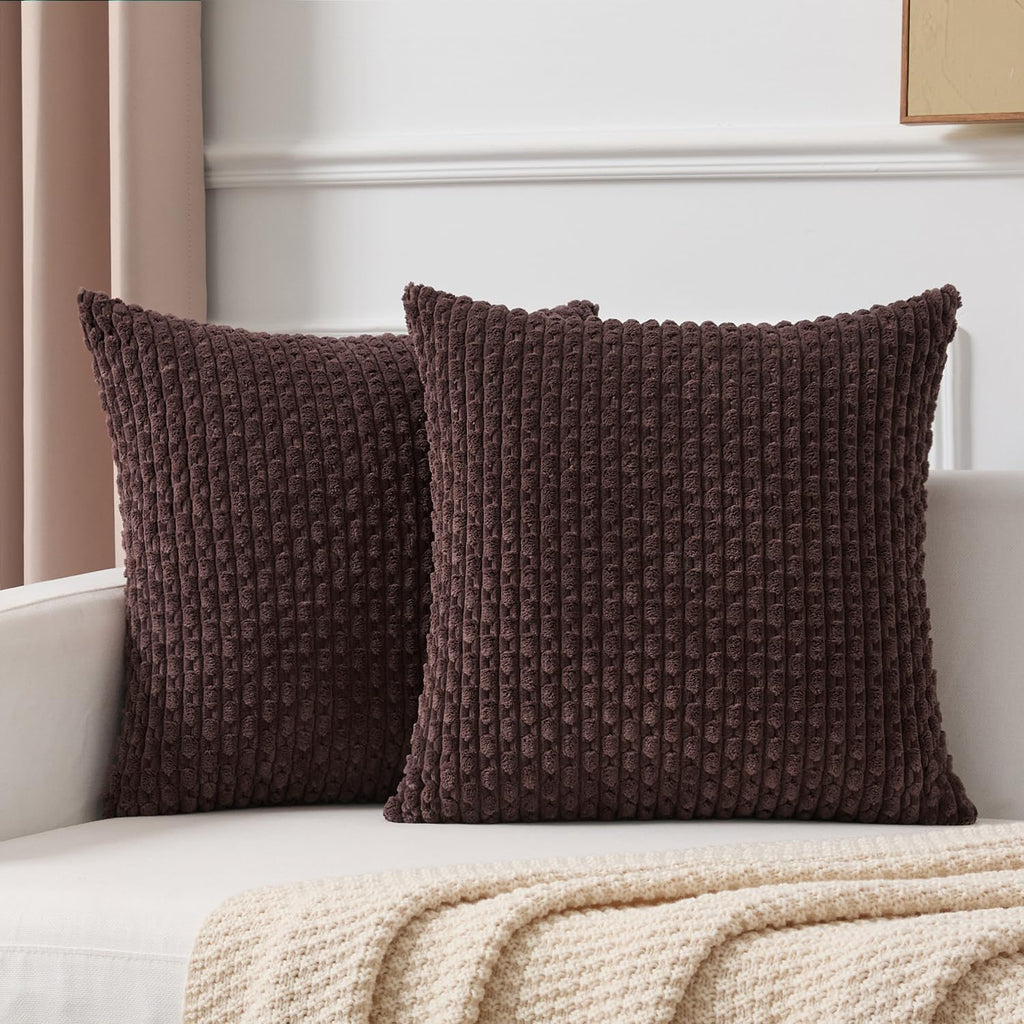 Kevin Textile Soft Corduroy 18x18 Inch Pillow Covers 2 Pack, Sage Green