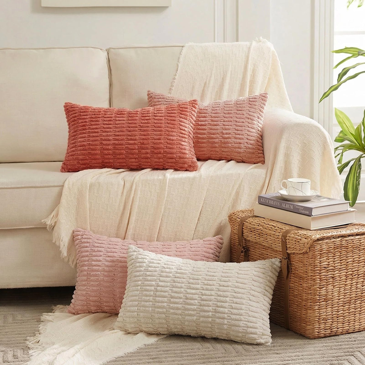 Fancy Homi 4 Packs Decorative Throw Pillow Covers for Living Room Couch Bed, Modern Farmhouse Boho Home Décor Accent Cushion Case, 18" x 18", Neutral