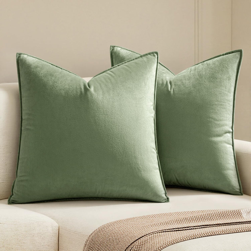 MIULEE Decorative Brown Velvet Throw Pillow Covers for Couch 22x22 Inch
