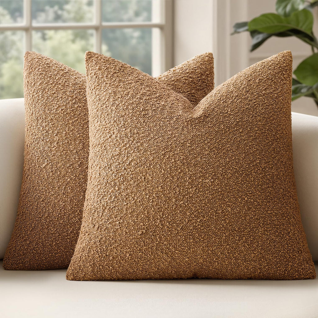 MIULEE 20x20 Decorative Boucle Couch Pillow Covers Beige