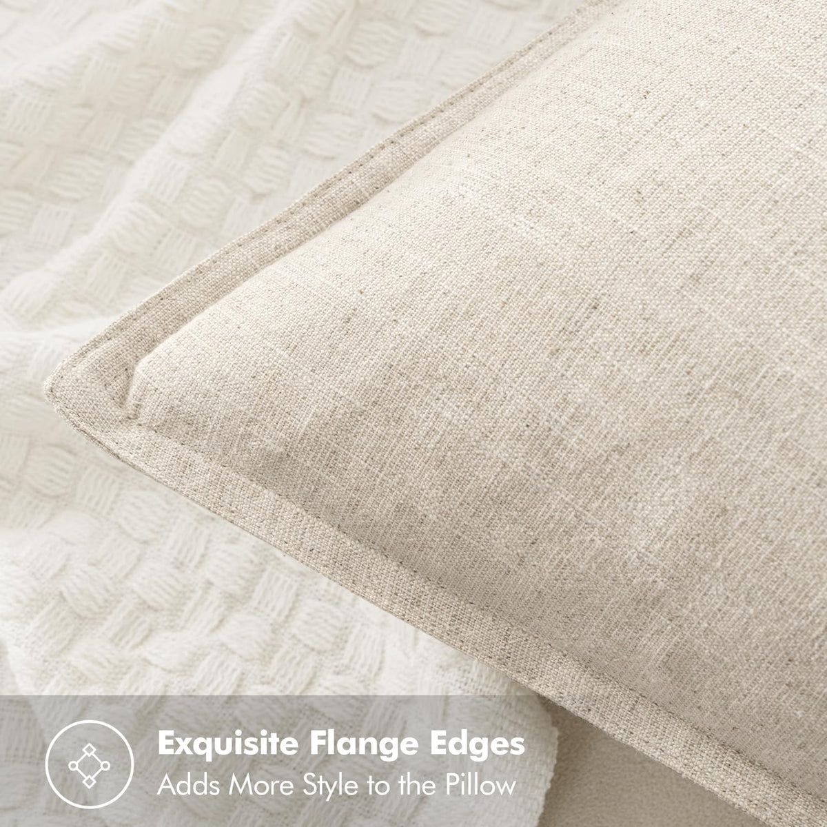 MIULEE Decorative Linen Euro Sham Pillow Covers 22x22 Inch Natural Beige