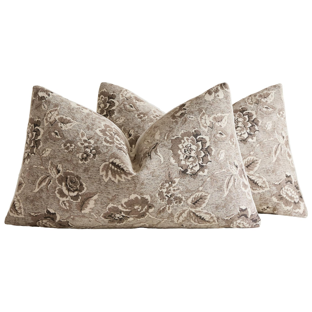 Vintage Floral Chenille Throw Pillow Covers 18x18 Set of 2