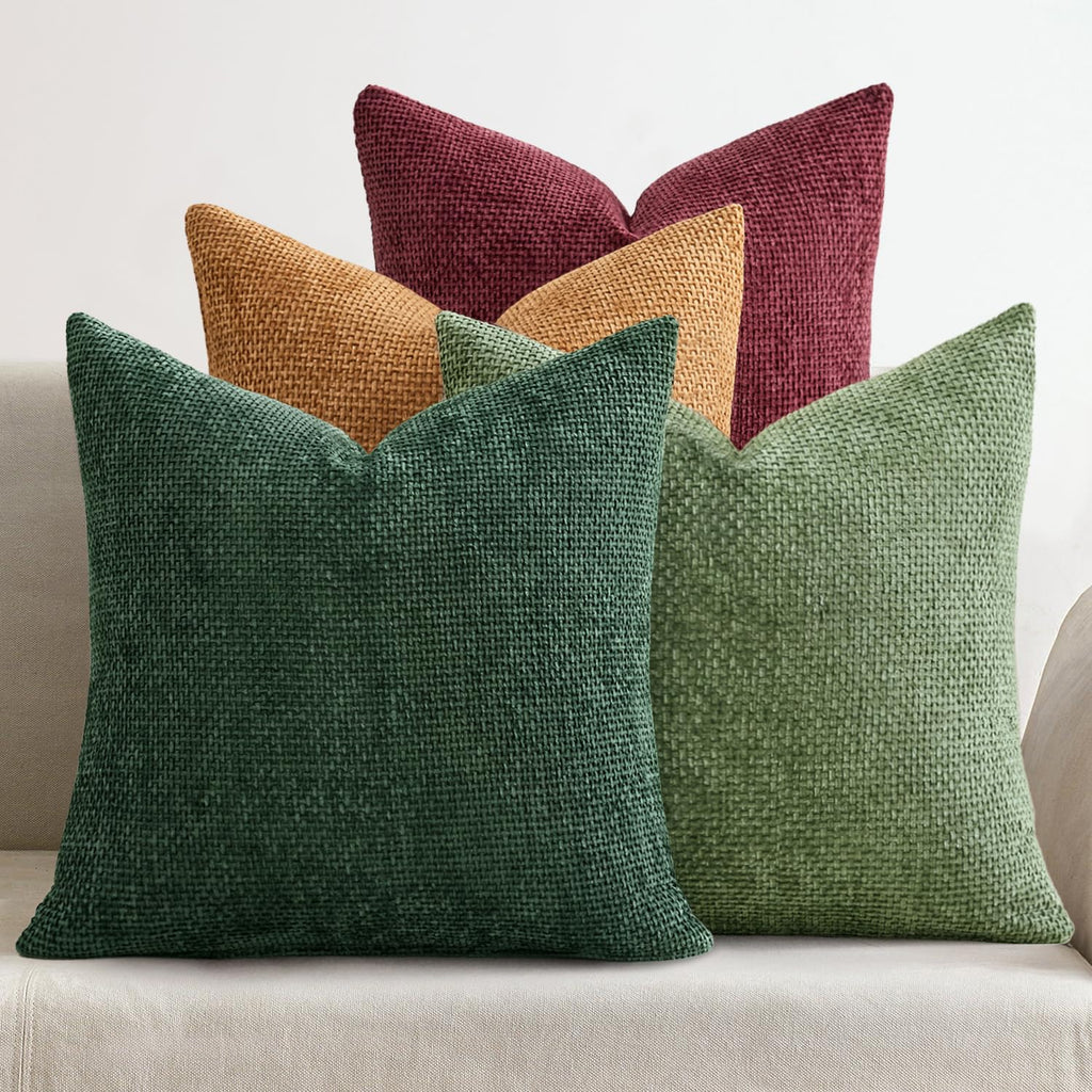 MIULEE Soft Decorative Chenille Pillow Covers Blue Series 18x18 Pack of 4