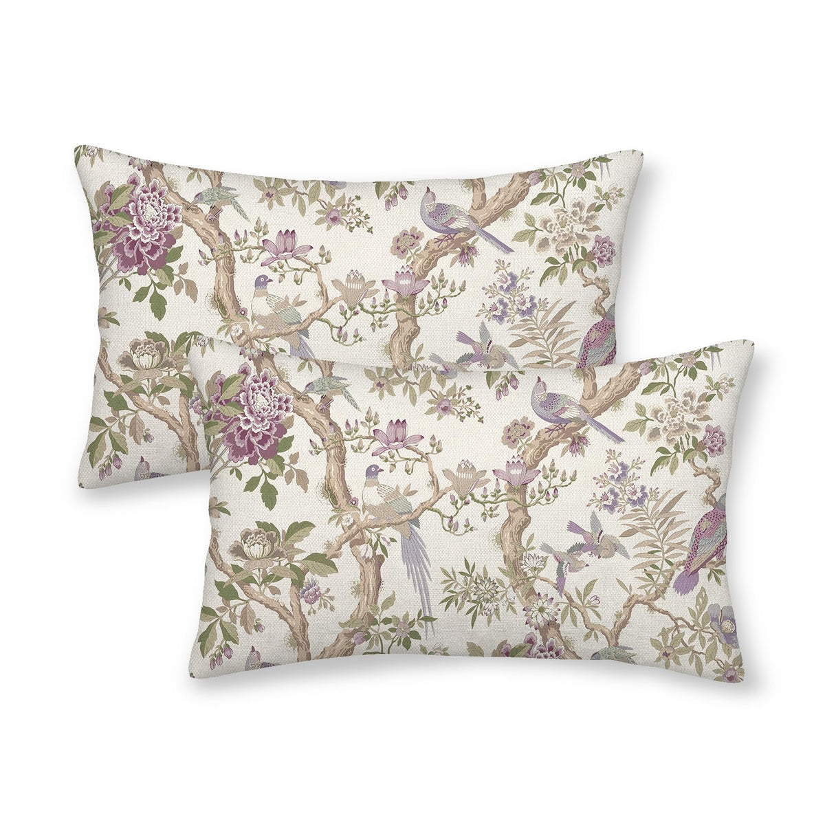 Chinoiserie Pillow Covers 18x18 Set of 2 Blue Green Bird Floral Throw Pillows Vintage Blue Flowers Decorations Outdoor Pillowcase Chinoiserie Decor Farmhouse Linen Cushion Case for Couch Home