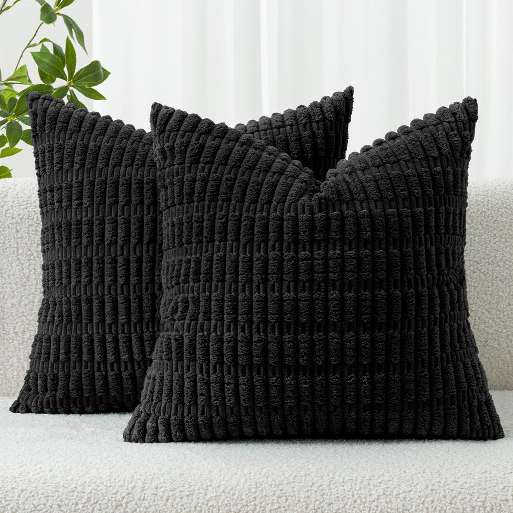 MIULEE Fall Corduroy Decorative Throw Pillow Covers 18x18 Rust Pack of 2