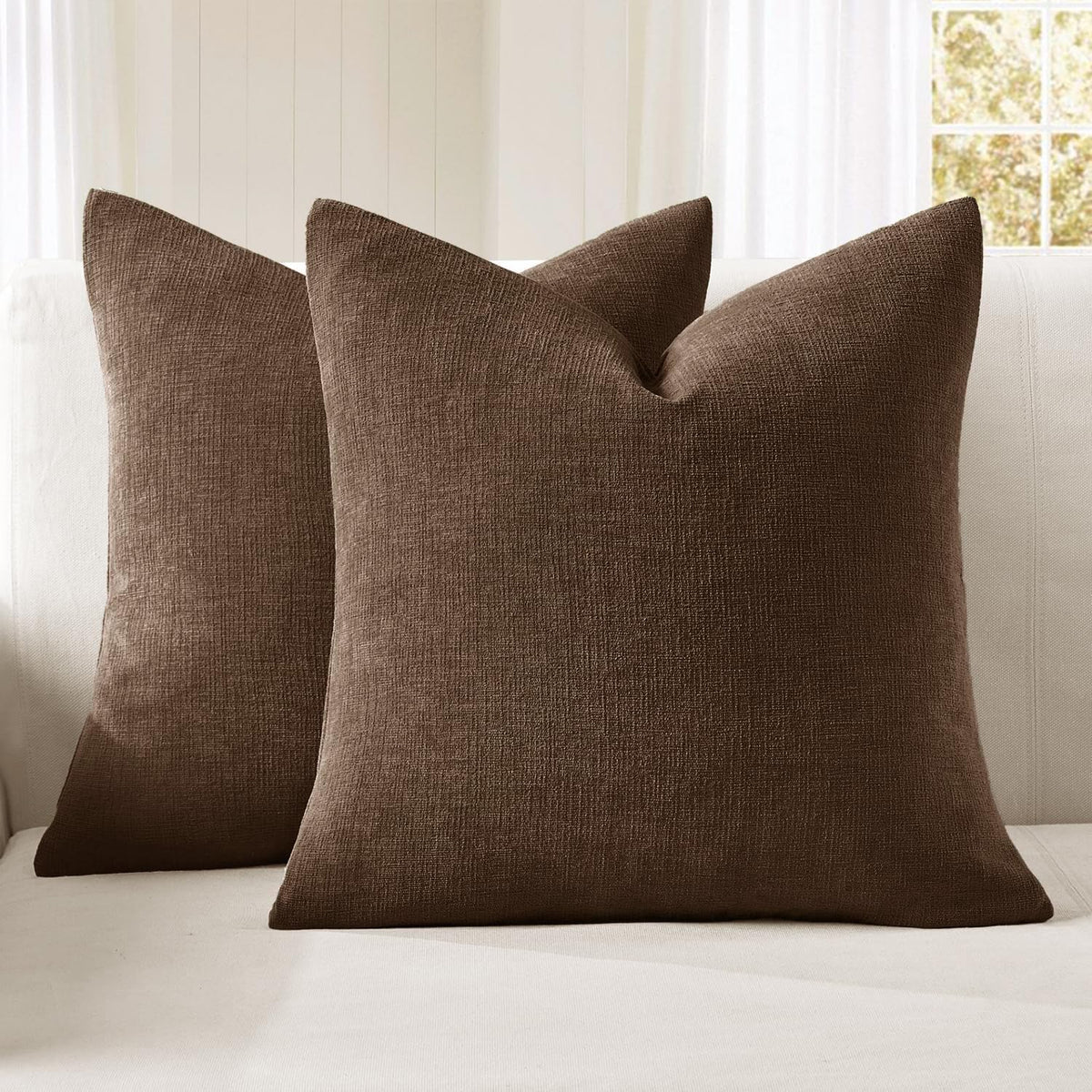 MIULEE Olive Green Chenille Couch Throw Pillow Covers, 18x18