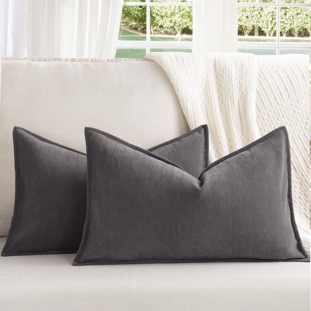 ZWJD Beige Pillow Covers 20x20 Set of 2 Chenille Throw Pillow Covers with Elegant Design Soft and Luxurious Decorative Throw Pillows for Couch, Bed, and Home Decor