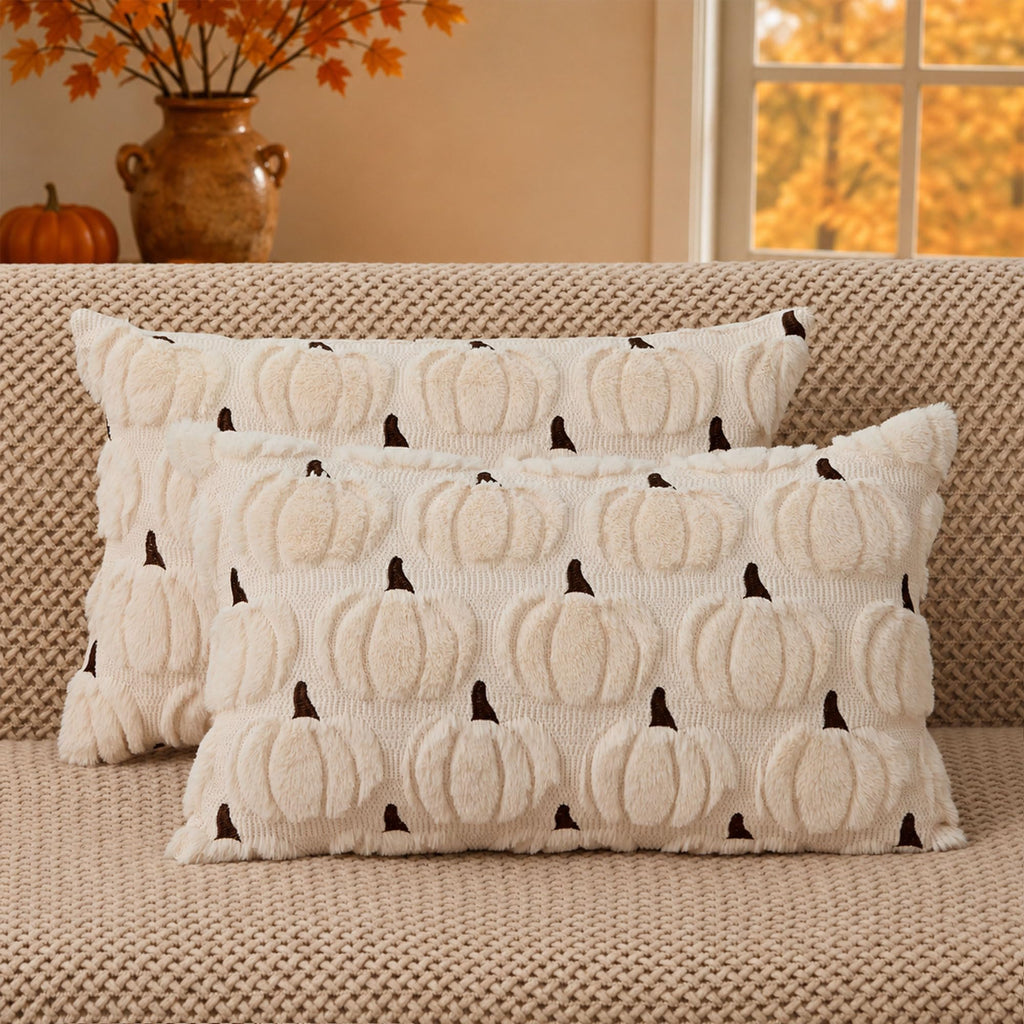 DFXSZ Fall Pillow Covers 18x18 2Pcs Rust Pumpkin Fall Decorations for Home