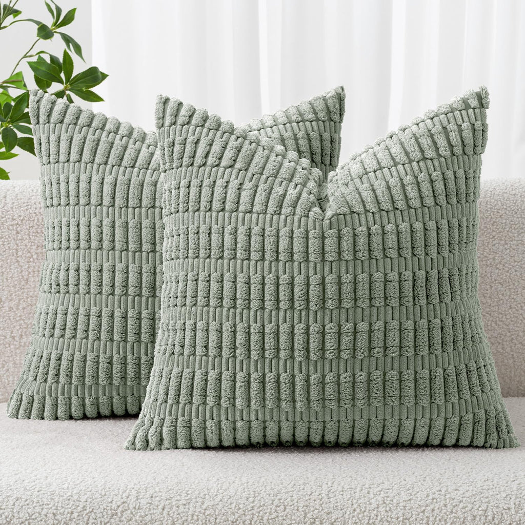 MIULEE Christmas Corduroy Decorative Throw Pillow Covers 18x18 Burgundy