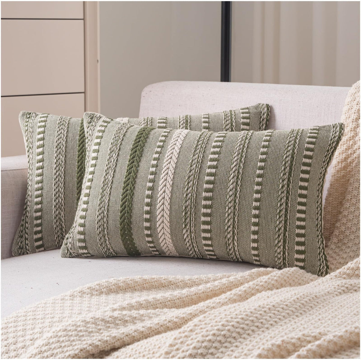 Cethom Boho Throw Pillow Covers 18x18 Inch Set of 2, Farmhouse Decorative Couch Pillow Cases, Navy Blue Accent Pillows of Bed, Sofa Bedroom Living Room Home Decor Cushion Cover