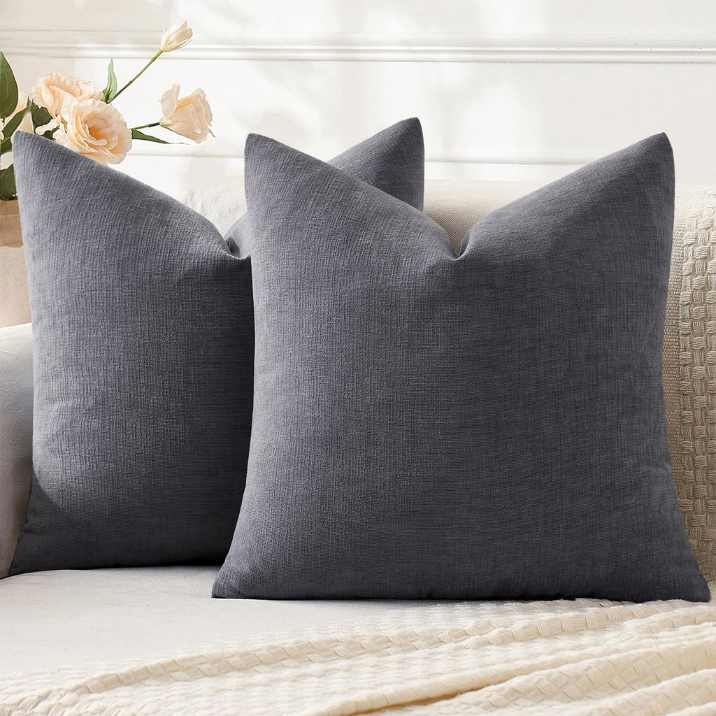 MIULEE Olive Green Chenille Couch Throw Pillow Covers, 18x18