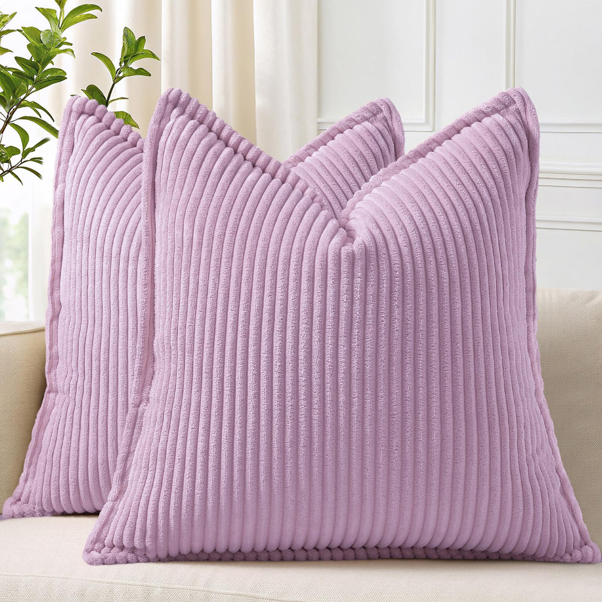 decorUhome Fall Corduroy Navy Blue Throw Pillow Covers 24x24 Set of 2