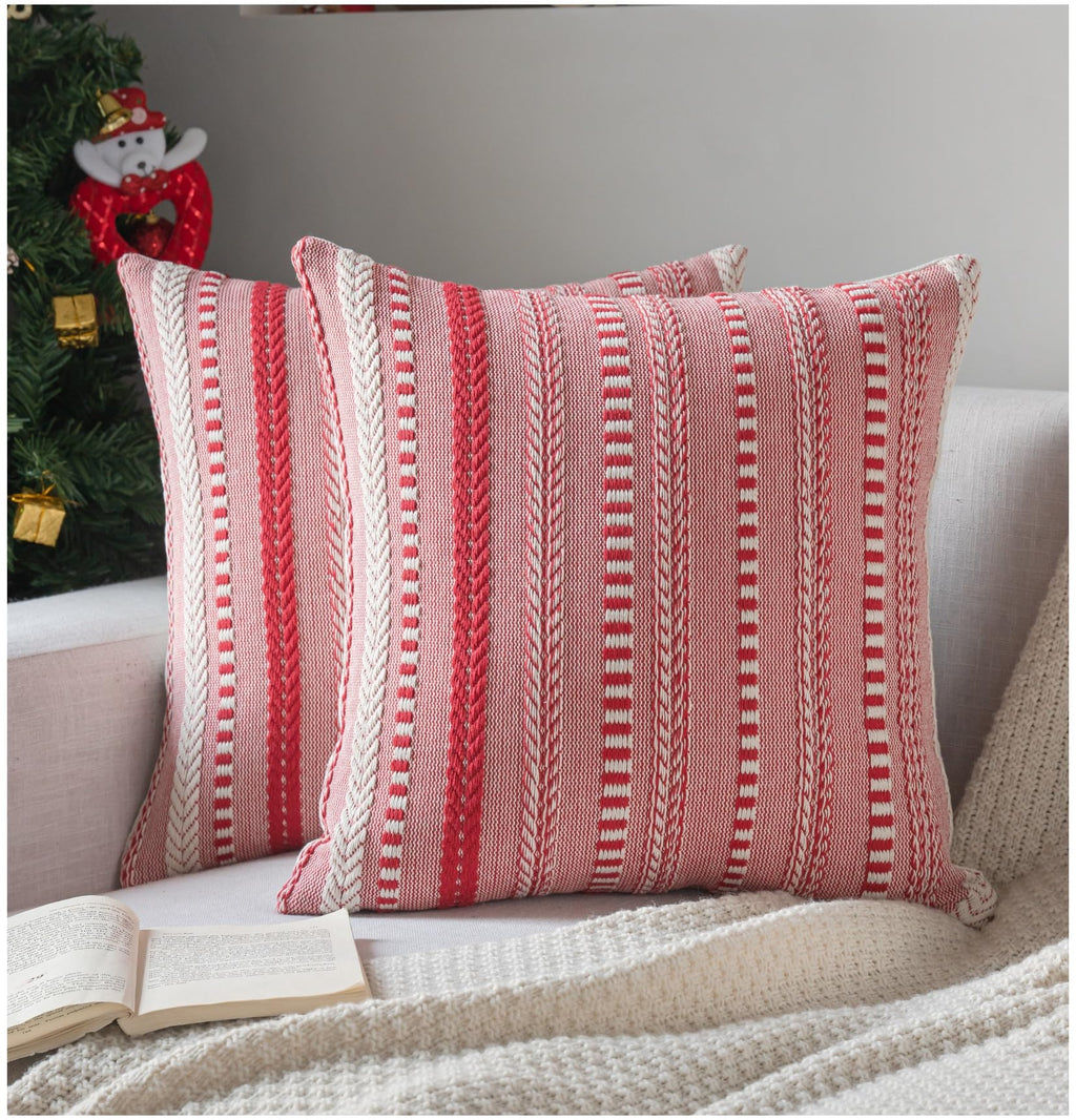 Cethom Boho Throw Pillow Covers 18x18 Inch Set of 2, Farmhouse Decorative Couch Pillow Cases, Navy Blue Accent Pillows of Bed, Sofa Bedroom Living Room Home Decor Cushion Cover