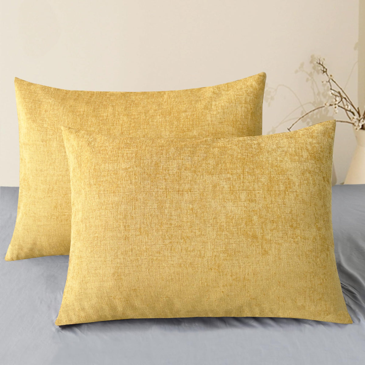 CaliTime Decorative Couch Throw Pillow Covers 18 X 18 Inches Medium Grey