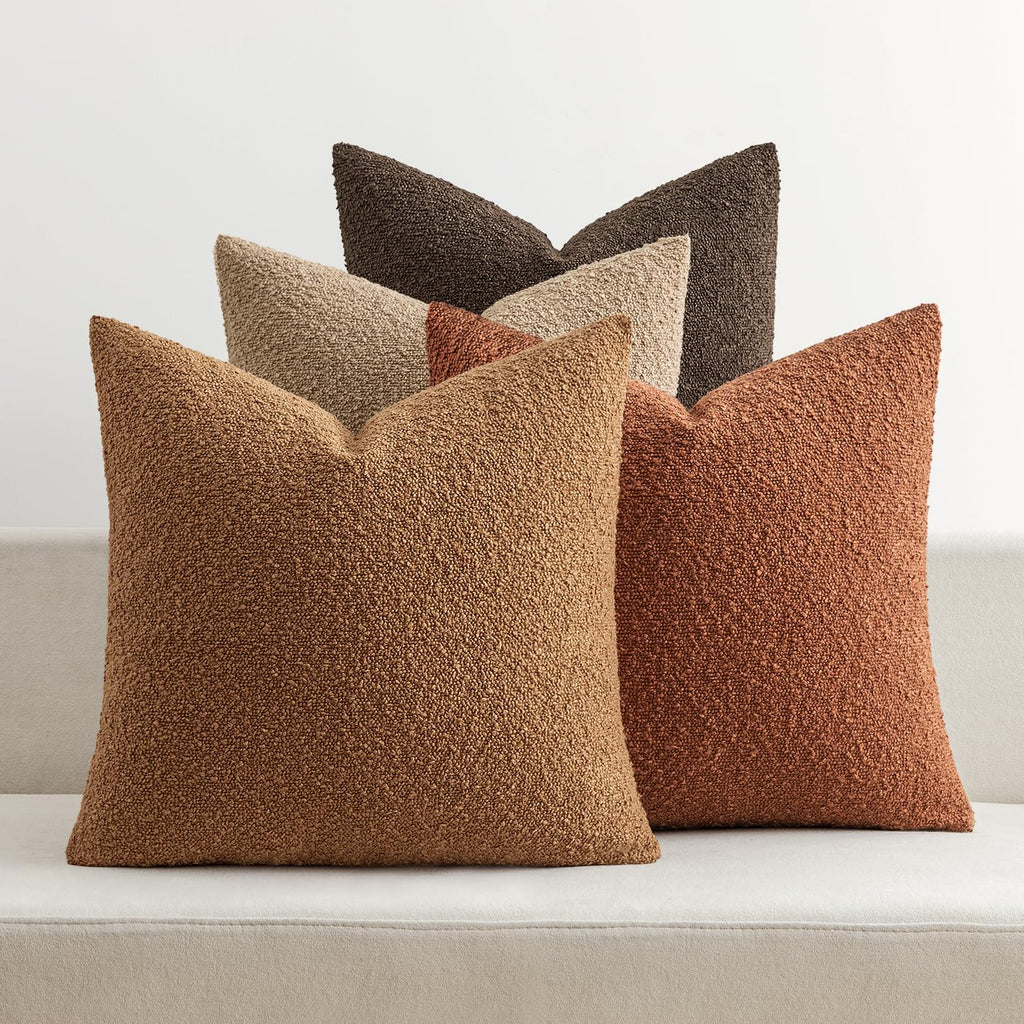 MIULEE Fall Decorative Boucle Throw Pillow Covers 18x18 Rustic Set of 4
