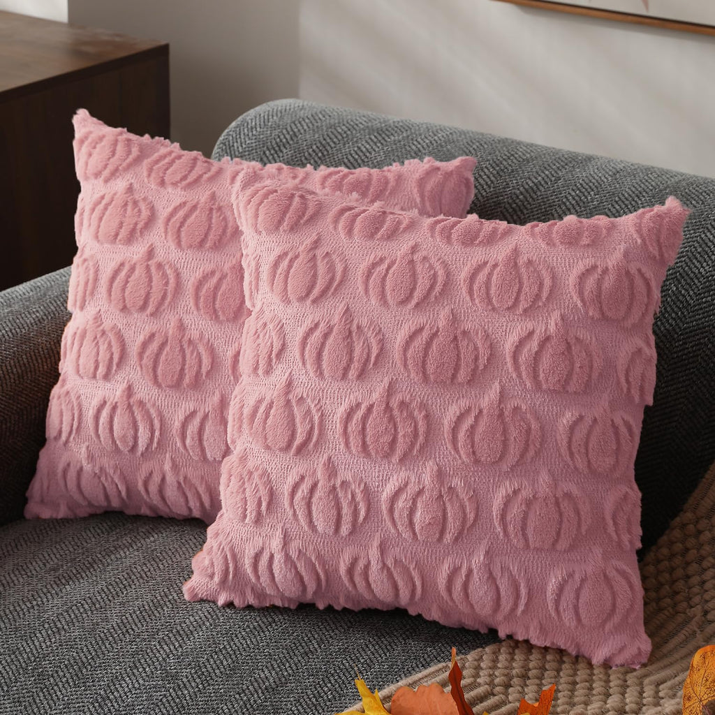 DFXSZ Fall Pillow Covers 18x18 2Pcs Rust Pumpkin Fall Decorations for Home