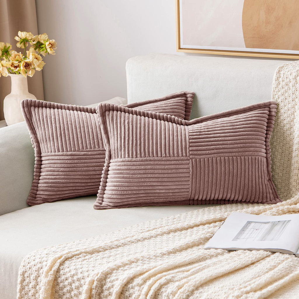 MIULEE Decorative Throw Pillow Covers for Couch 18x18 Inch Beige 2 Pack