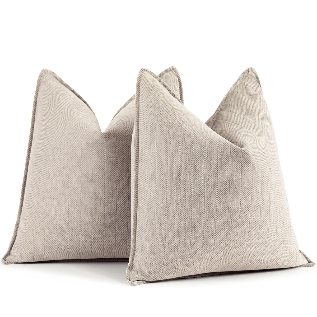 ZWJD Beige Pillow Covers 20x20 Set of 2 Chenille Throw Pillow Covers with Elegant Design Soft and Luxurious Decorative Throw Pillows for Couch, Bed, and Home Decor