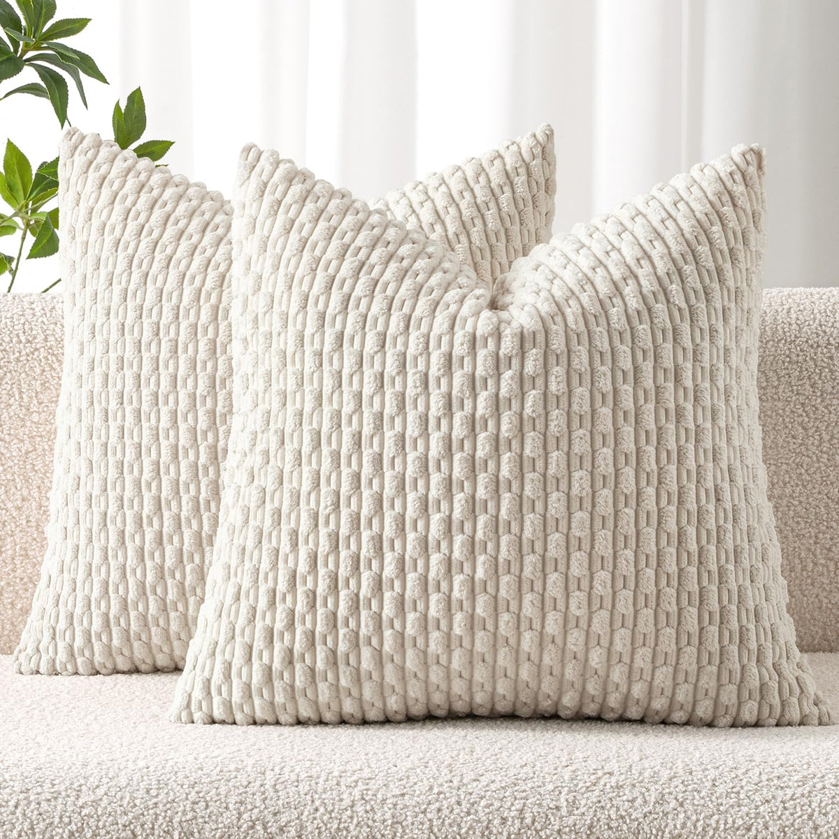 MIULEE Decorative Throw Pillow Covers 18x18 Sage Green Textured Corduroy