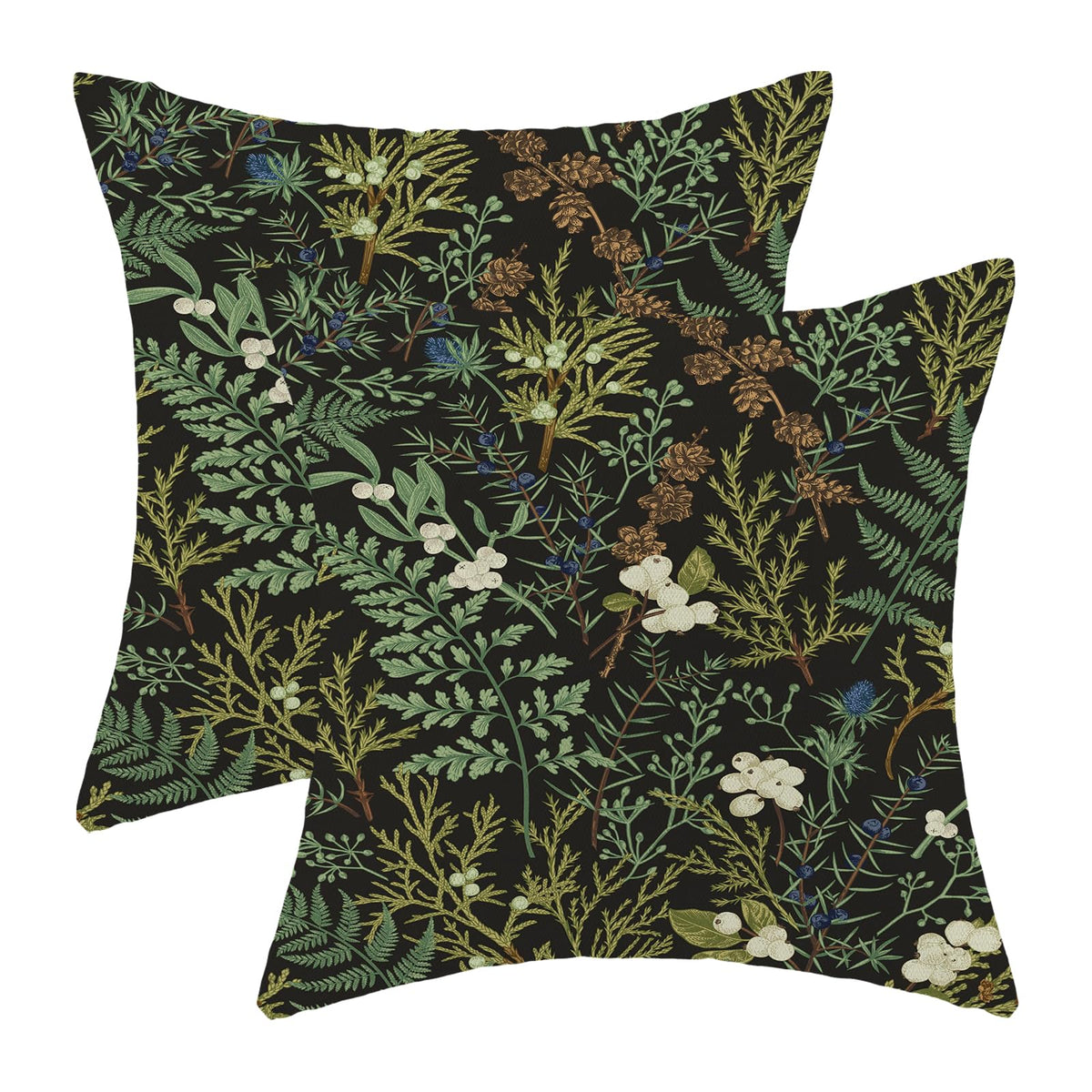 Spring Sage Green Wild Flower Pillow Covers 18x18 Set of 2