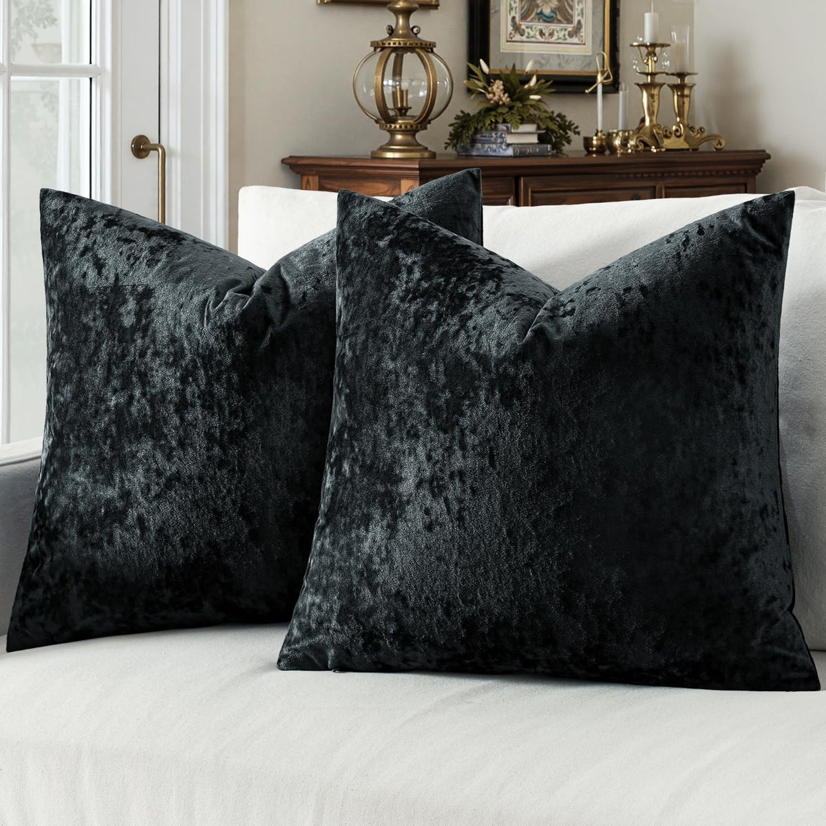 MIULEE Fall Velvet Throw Pillow Covers Burnt Orange 18x18 inch Set of 2